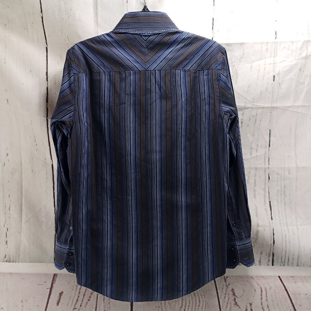 7 Diamonds Multicolor Pinstripe Mens Size M Button Up Cotton Dress Shirt - Picture 6 of 12